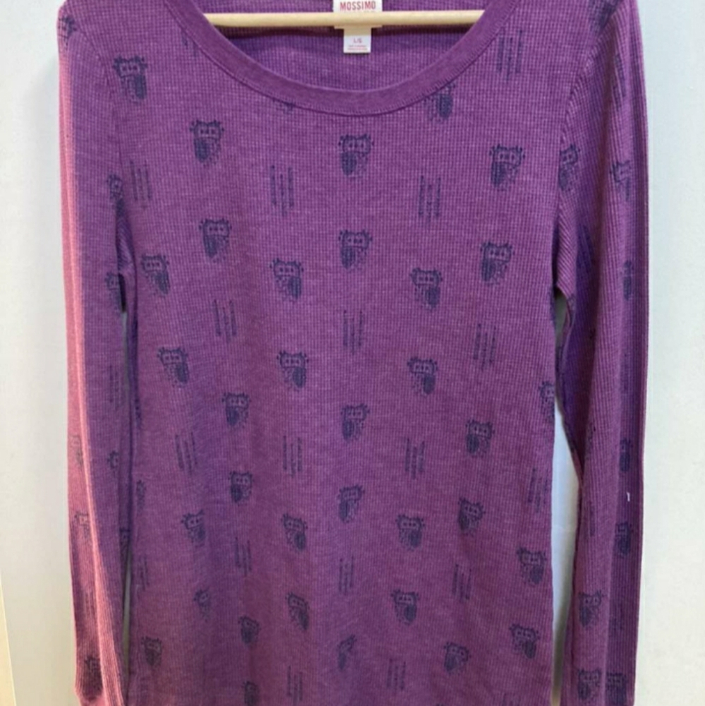 MOSSIMO | Purple Owl Patterned | Long Sleeve Shirt | Size:L